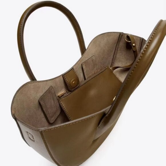 Trendy Oval Mini Shopper Bag, Half-Moon Crossbody PU Leather, New Trending - Picture 3 of 6